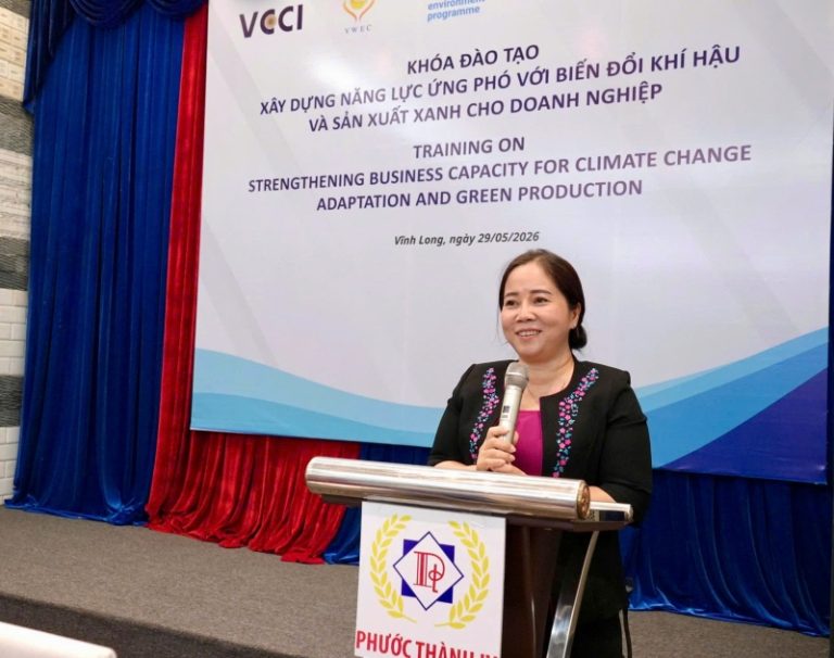 Read more about the article Khóa đào tạo “Xây dựng năng lực ứng phó với biến đổi khí hậu và sản xuất xanh cho doanh nghiệp” ngày 29/5/2026 tại Vĩnh Long